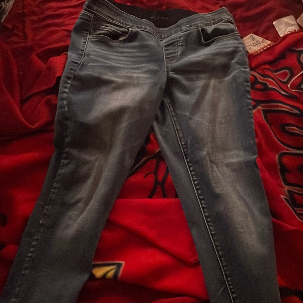I am selling these blue jeans. They are a small and the brand is Maurice’s.